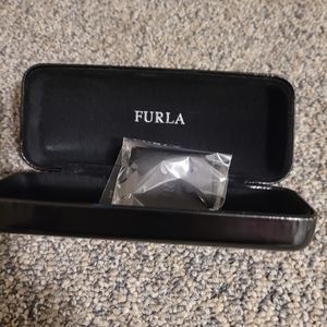 Furla leather hard eyeglass sunglasses case & wipe
